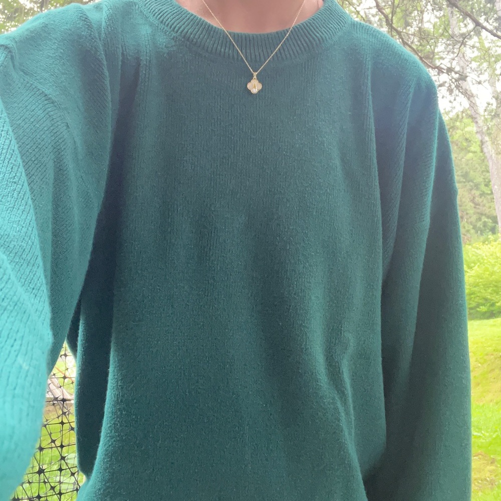 Eddie Bauer Green Crewneck Sweater Knit Casual 100% cotton